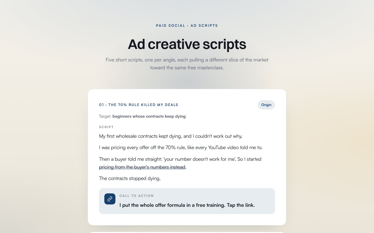 Ad creative scripts preview
